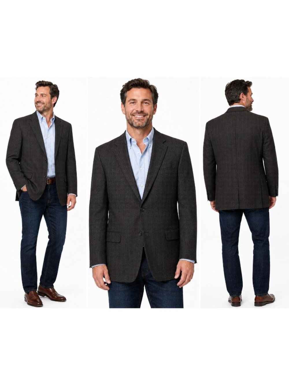 VINTAGE HICKEY FREEMAN MENS 44l WOOL BLAZER brown striped sport coat usa made
